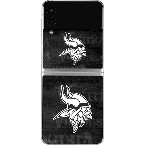NFL Minnesota Vikings Black & White Galaxy Z Flip4 5G Skin